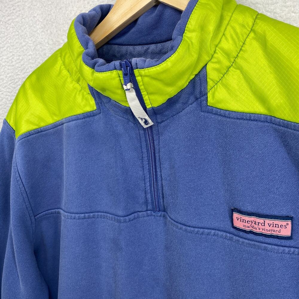 VINEYARD VINES Sweatshirt Mens XL Ripstop Contrast Shep Shirt 1/4 Zip Blue Green - Picture 2 of 14